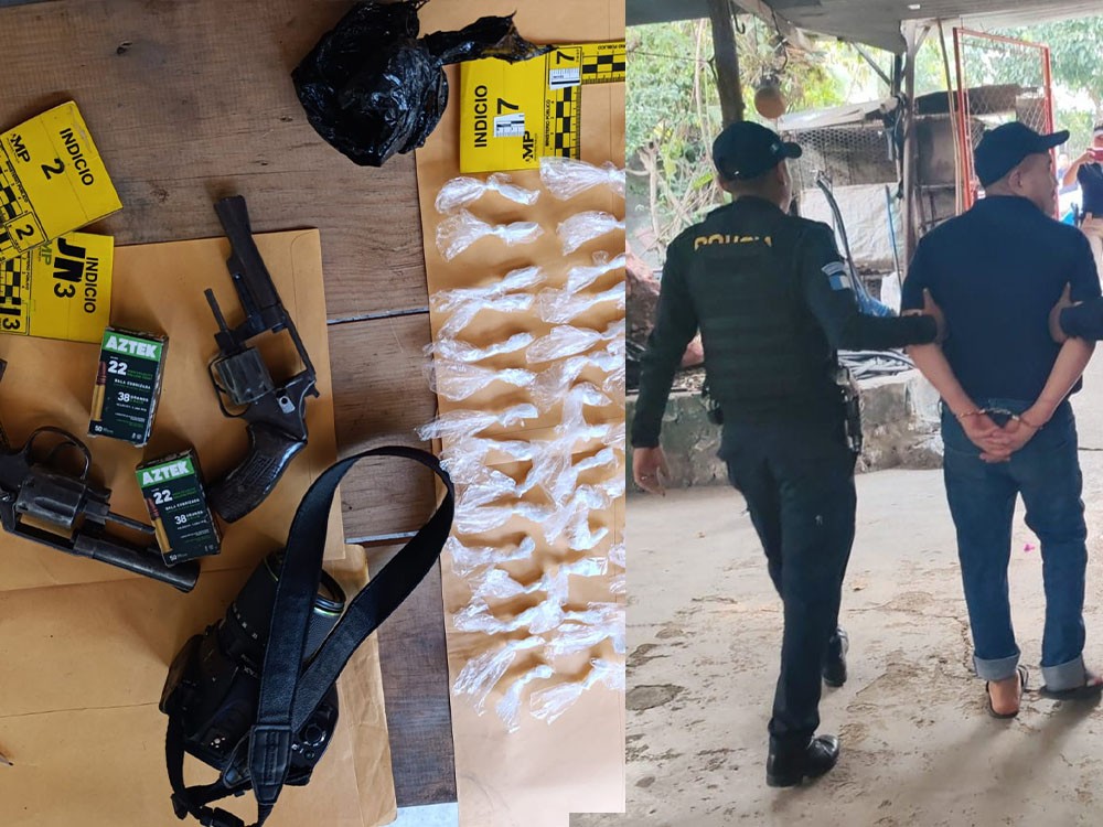 Allanamiento deja un capturado e incautación de drogas y armas en Huehuetenango