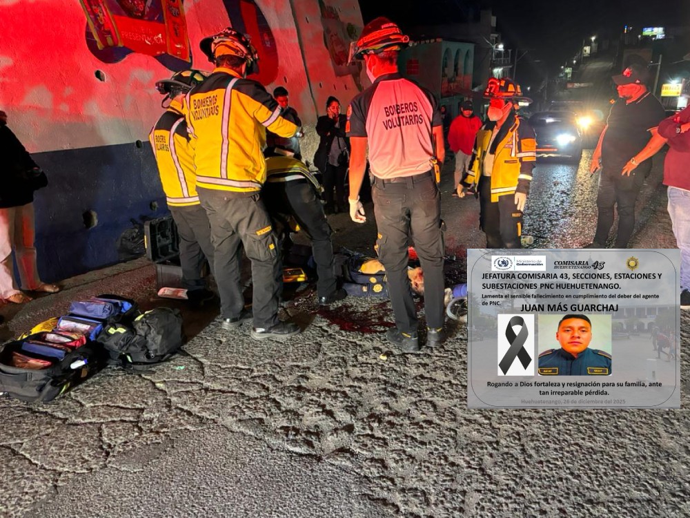 Agente de la PNC muere atropellado durante patrullaje en Huehuetenango