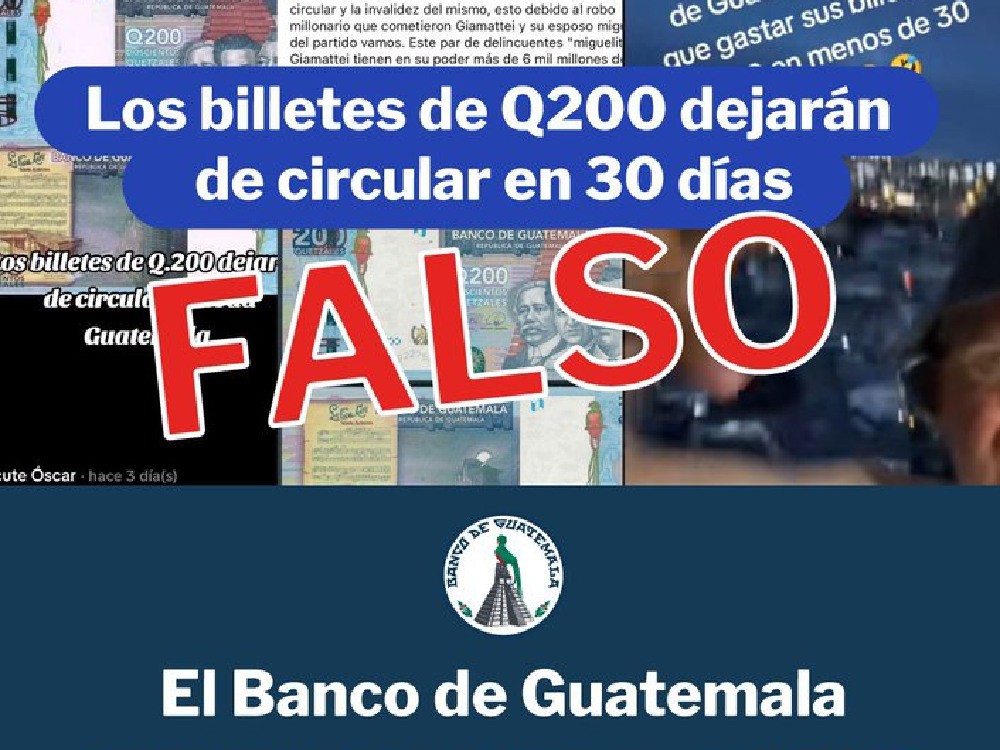 Banco de Guatemala desmiente rumores de que billetes de Q200 dejarán de circular 
