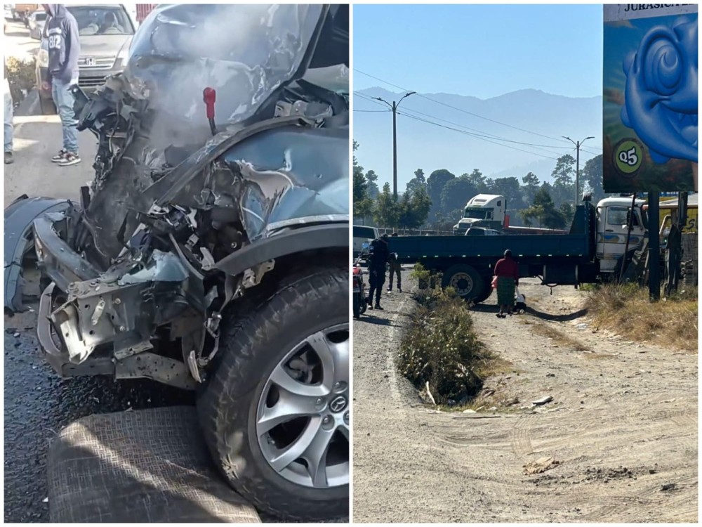 Choque entre camión y camionetilla deja cuatro heridos 