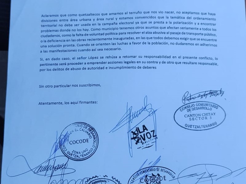 Cocodes piden solución al conflicto entre el Valle de Palajunoj y la Municipalidad