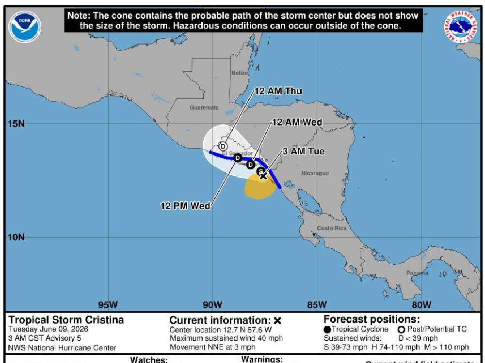 Cristina ya no tendría un impacto directo en Guatemala, pero generará un fuerte aumento de lluvias