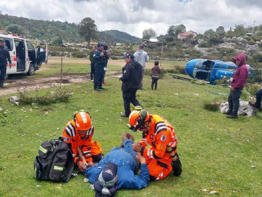 Dos heridos deja accidente de helicóptero