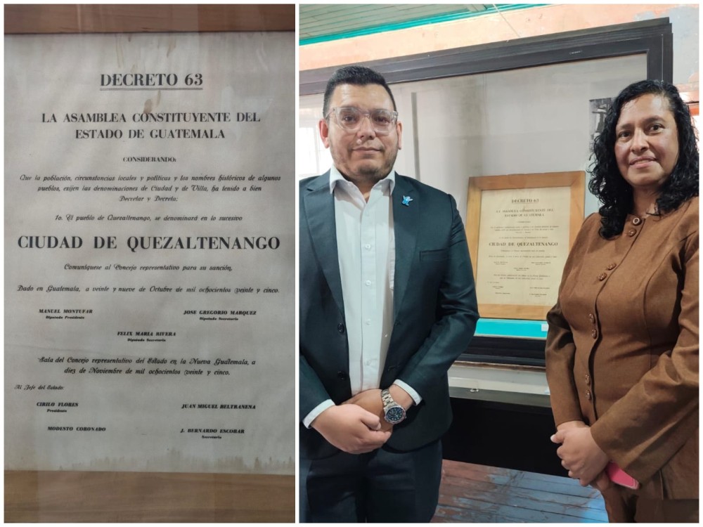 Exponen el histórico Decreto 63 que otorgó a Quetzaltenango el título de ciudad