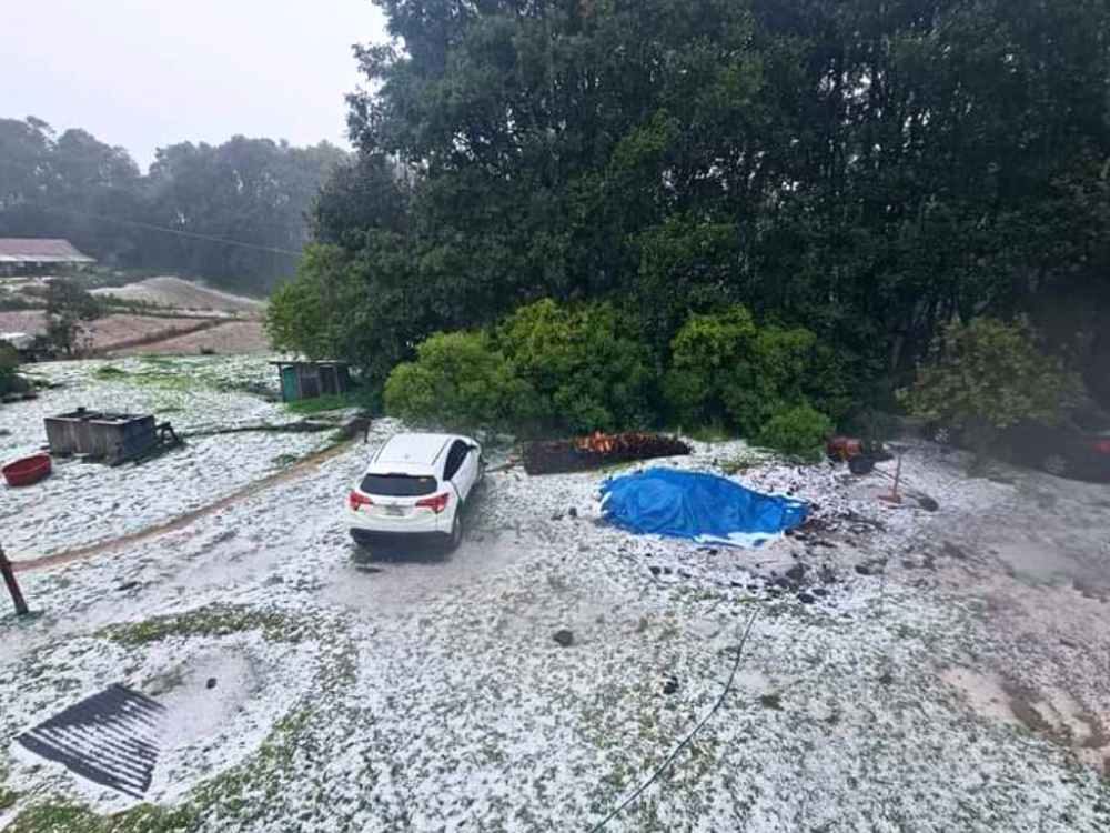 FOTOS: caída de granizo sorprende a familias de San Marcos
