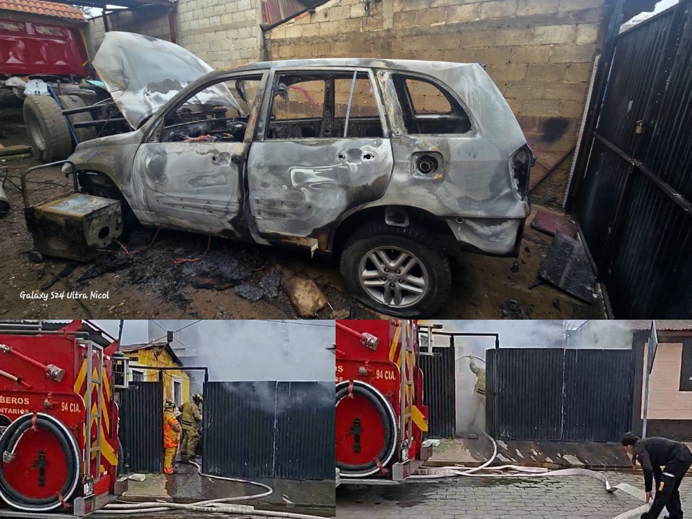 Incendio en vehículo deja pérdidas de más de Q150 mil en La Esperanza, Quetzaltenango