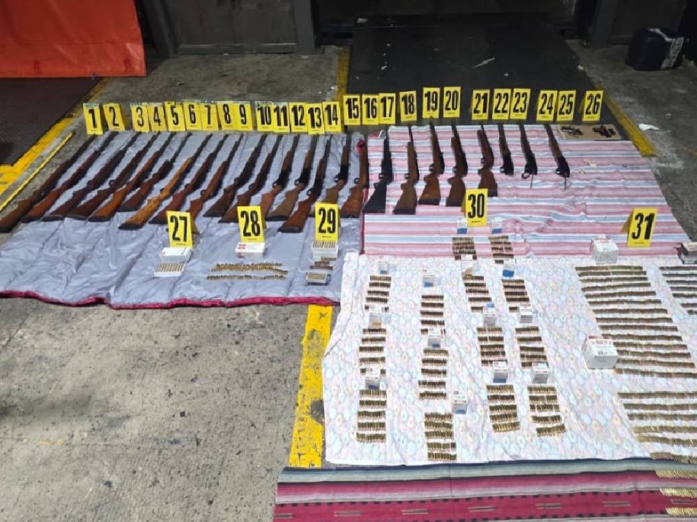 Localizan 23 armas en encomienda procedente de Estados Unidos