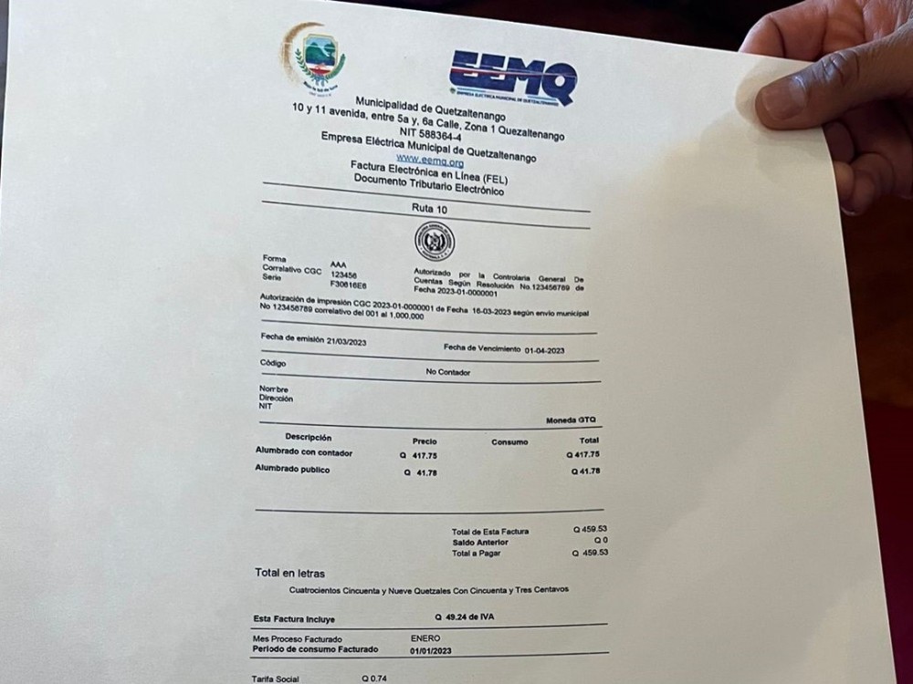Muni Xela cobrará dos meses de servicios básicos en el próximo documento