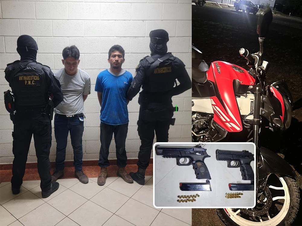 Presuntos motosicarios capturados en Ocós, San Marcos