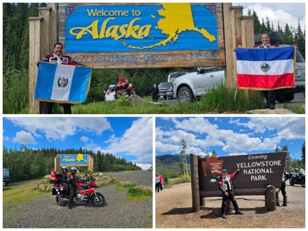 Quetzaltecos cumplen reto y llegan a Alaska en motocicleta