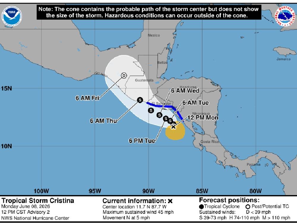 Se forma la tormenta tropical Cristina; el jueves prevén que ingrese a territorio nacional 